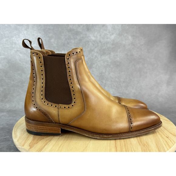 Taft Goodyear Welt Leather Tan Brown Chelsea Oxford boots Men Size 42 US 9 main image 7